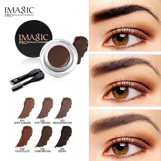 Waterproof 6-color eyebrow gel with brush, long-lasting styling eyebrow gel