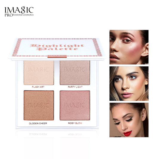 Paleta de iluminadores de 4 colores para iluminar los rasgos faciales tridimensionales, paleta de rubor e iluminador 