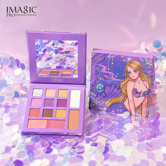 Paleta de sombras de ojos, rubor, iluminador y multifunción de 13 colores Mermaid 